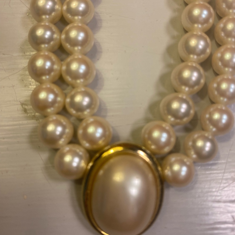 Classic Pearl Double-Strand Necklace with Gold Clasp